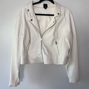 Torrid Rebel Wilson Faux Leathr White Motto jacket